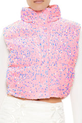 Iridescent Sequin Faux Fur Vest | Forever 21 Women
