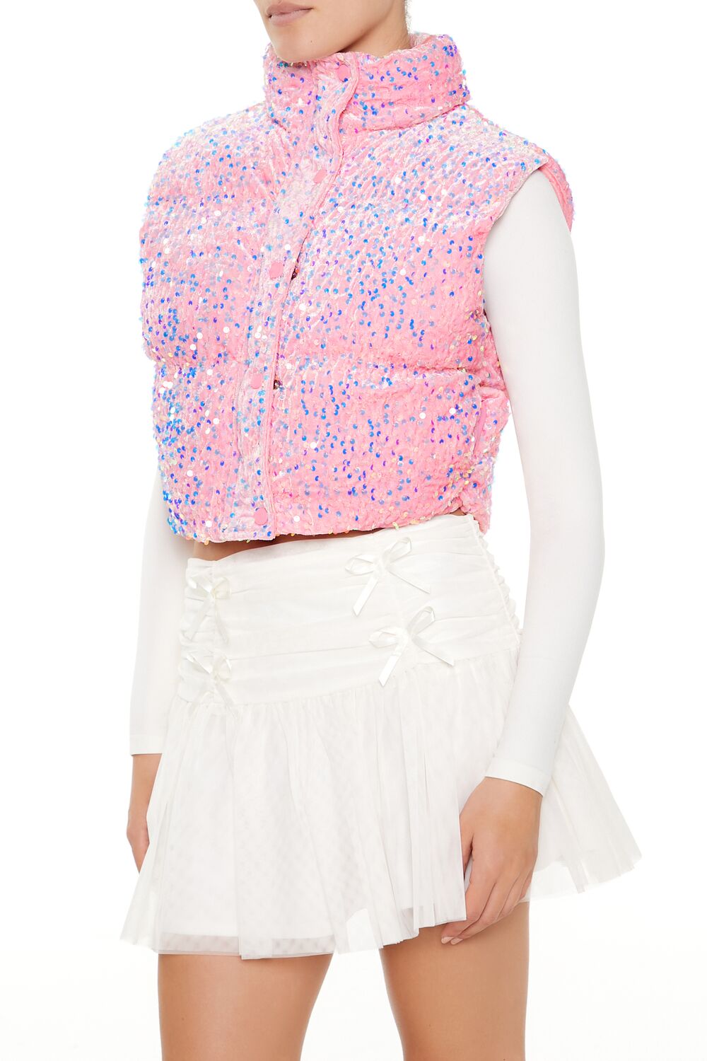 Iridescent Sequin Faux Fur Vest | Forever 21 Women