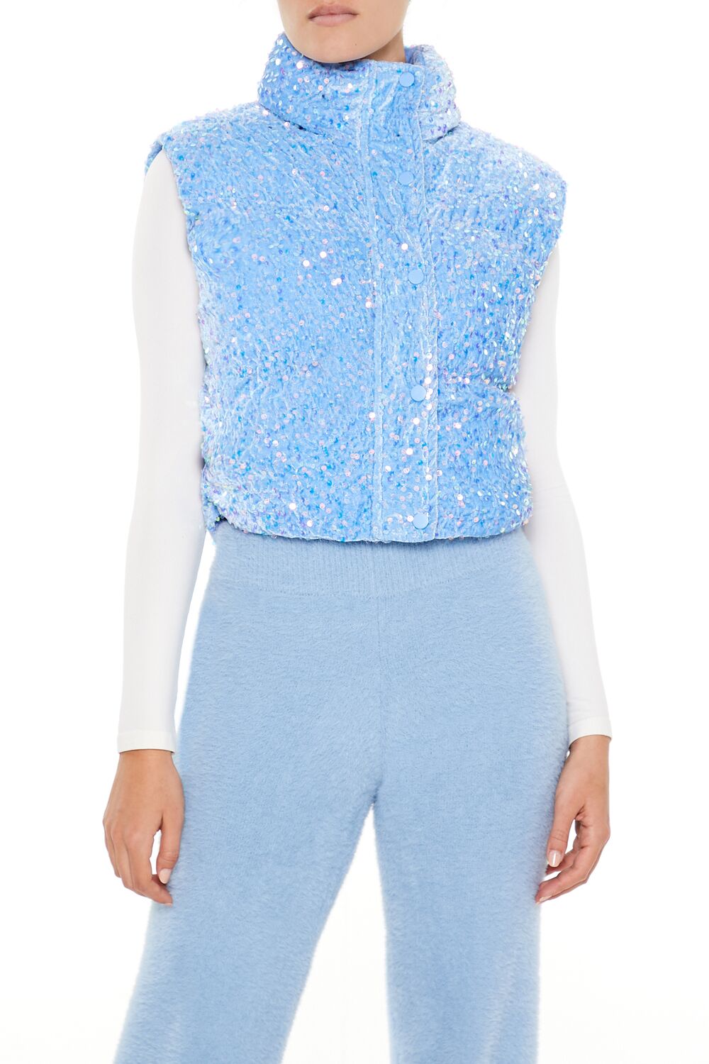 Iridescent Sequin Faux Fur Vest | Forever 21 Women