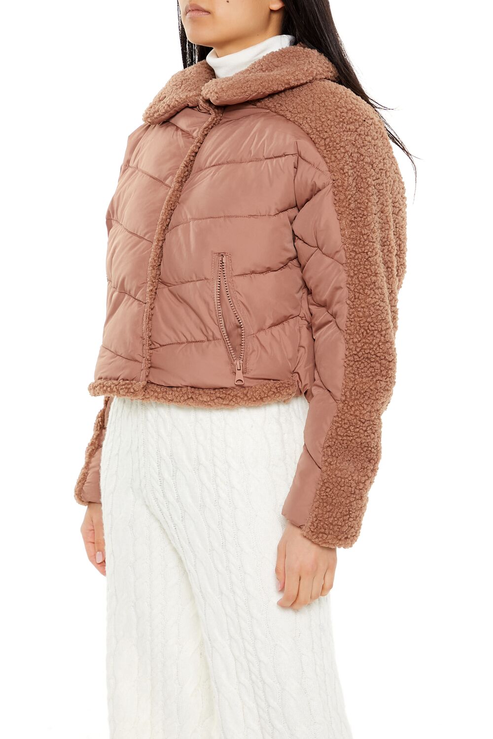 Faux Shearling-Trim Puffer Jacket | Forever 21 Women