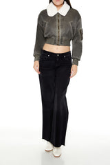 Oil Wash Cropped Bomber Jacket | Forever 21 Women