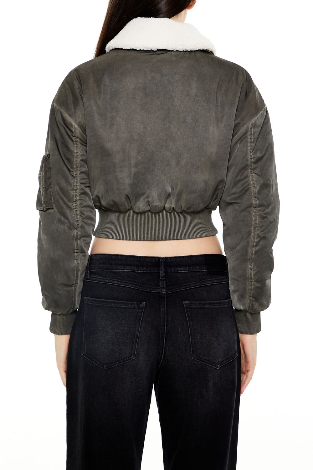 Oil Wash Cropped Bomber Jacket | Forever 21 Women