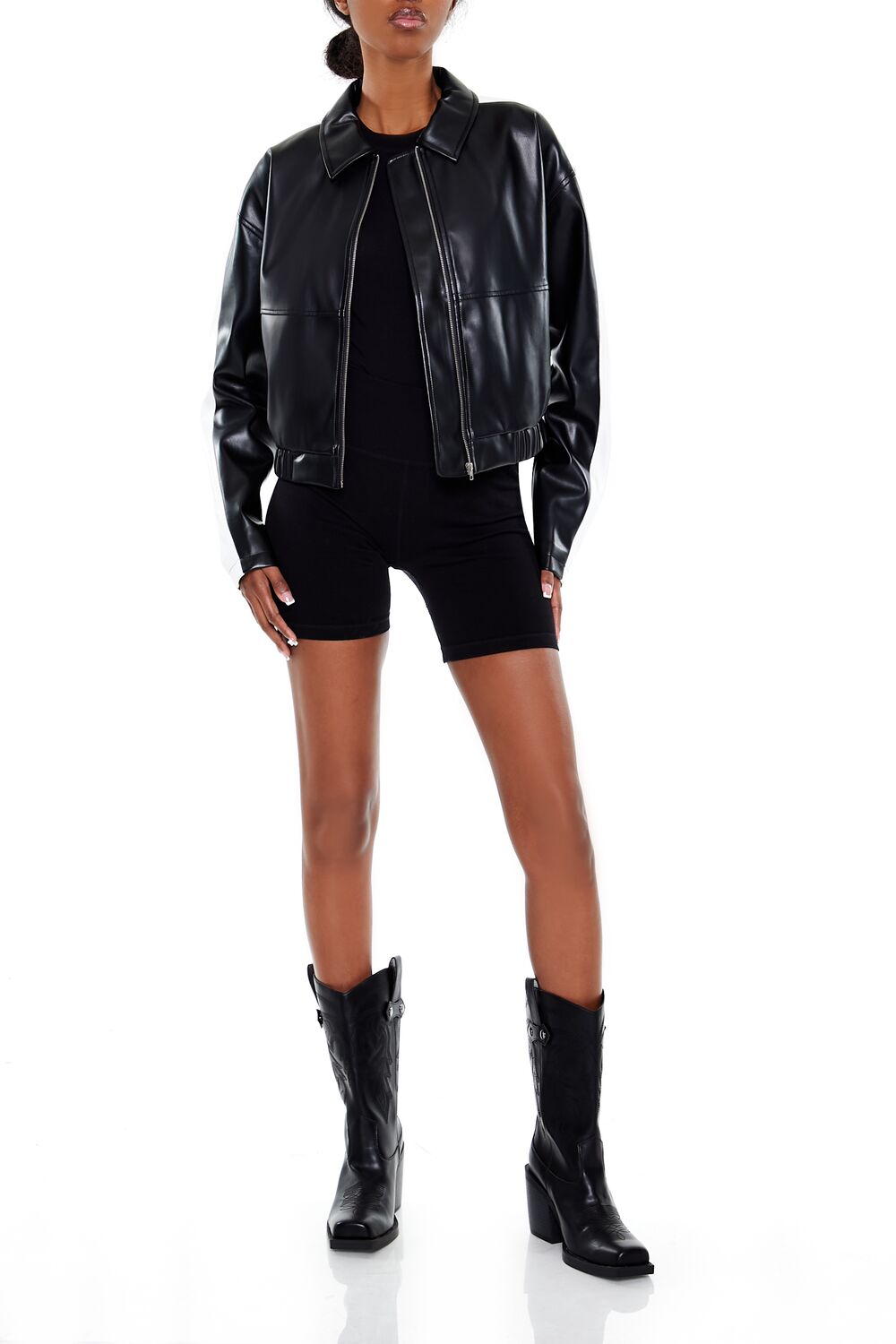Cropped Colorblock Moto Jacket | Forever 21 Women