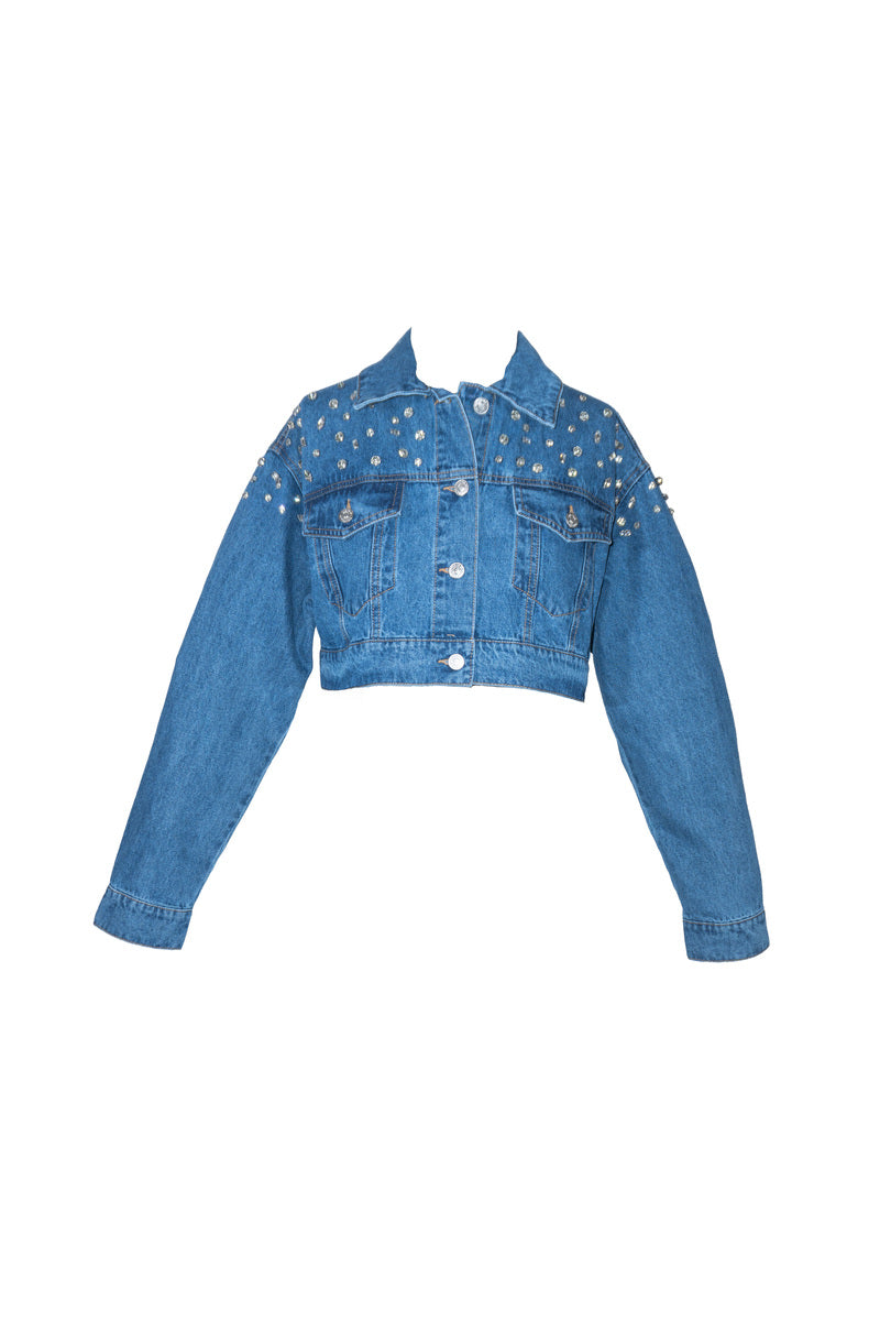 Cropped Rhinestone Denim Jacket | Forever 21 Women