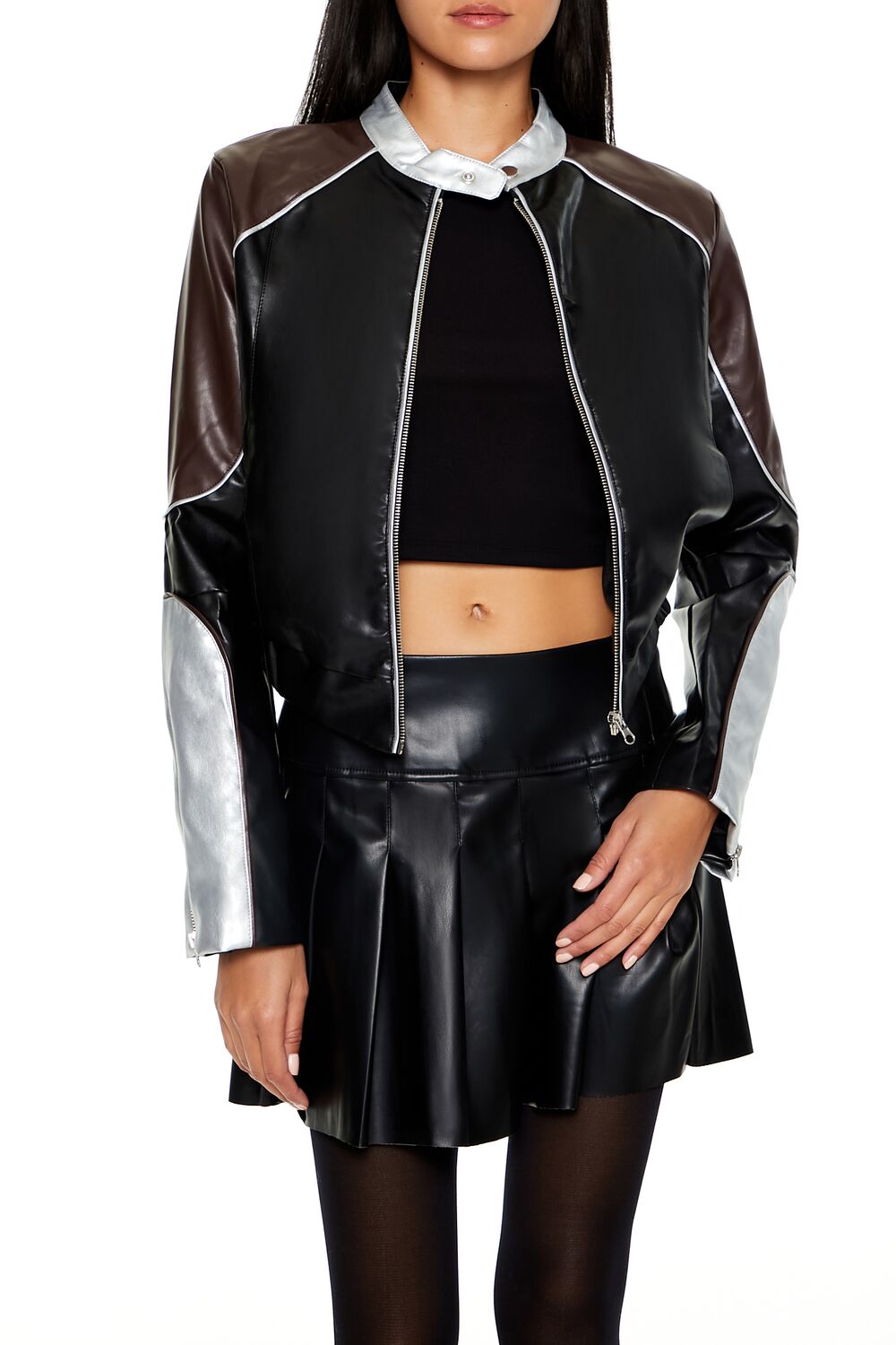 Metallic Colorblock Moto Jacket | Forever 21 Women