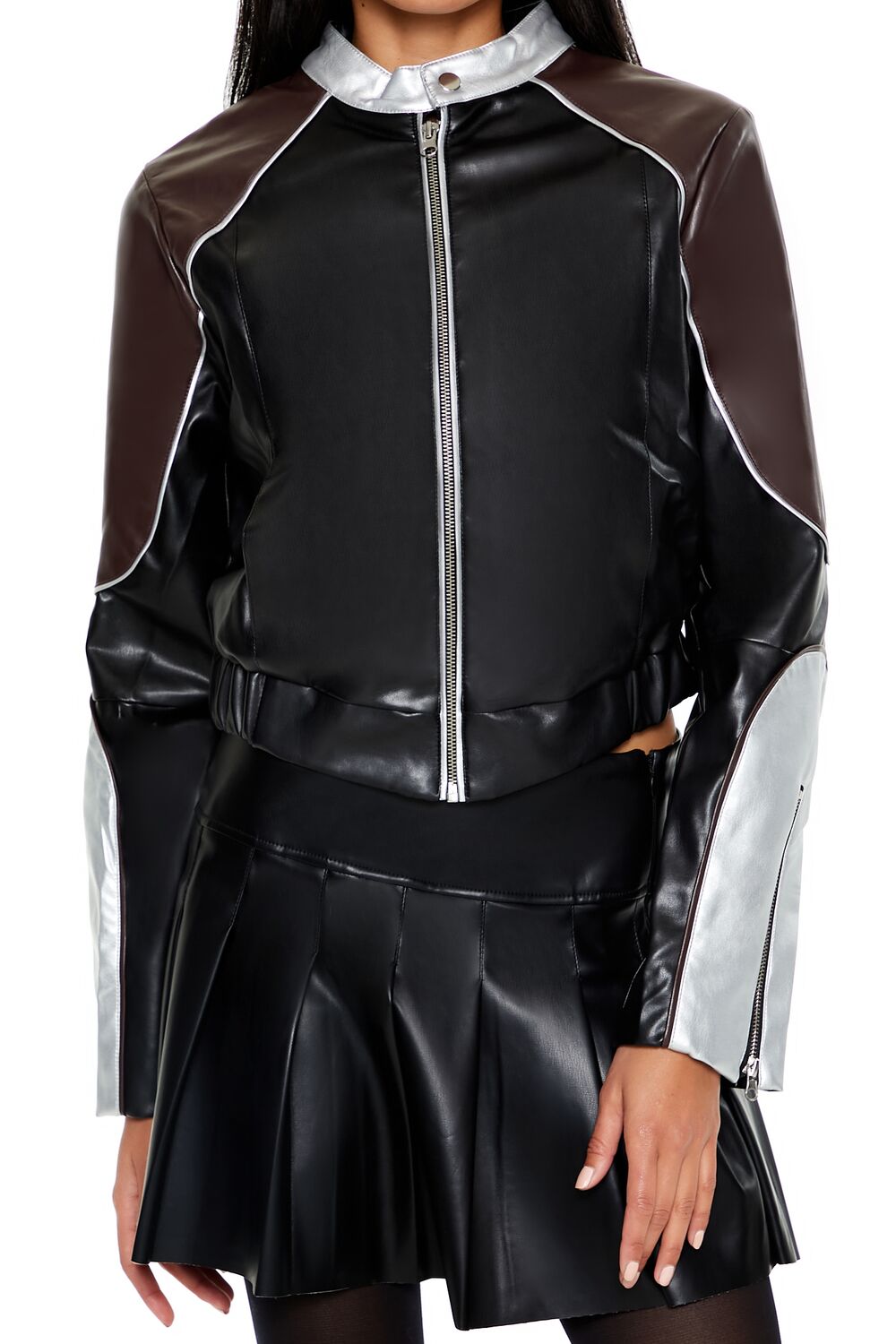 Metallic Colorblock Moto Jacket | Forever 21 Women