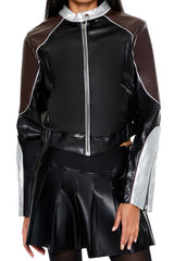 Metallic Colorblock Moto Jacket | Forever 21 Women