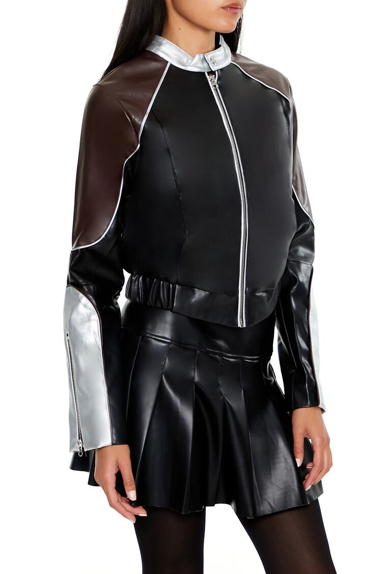 Metallic Colorblock Moto Jacket | Forever 21 Women