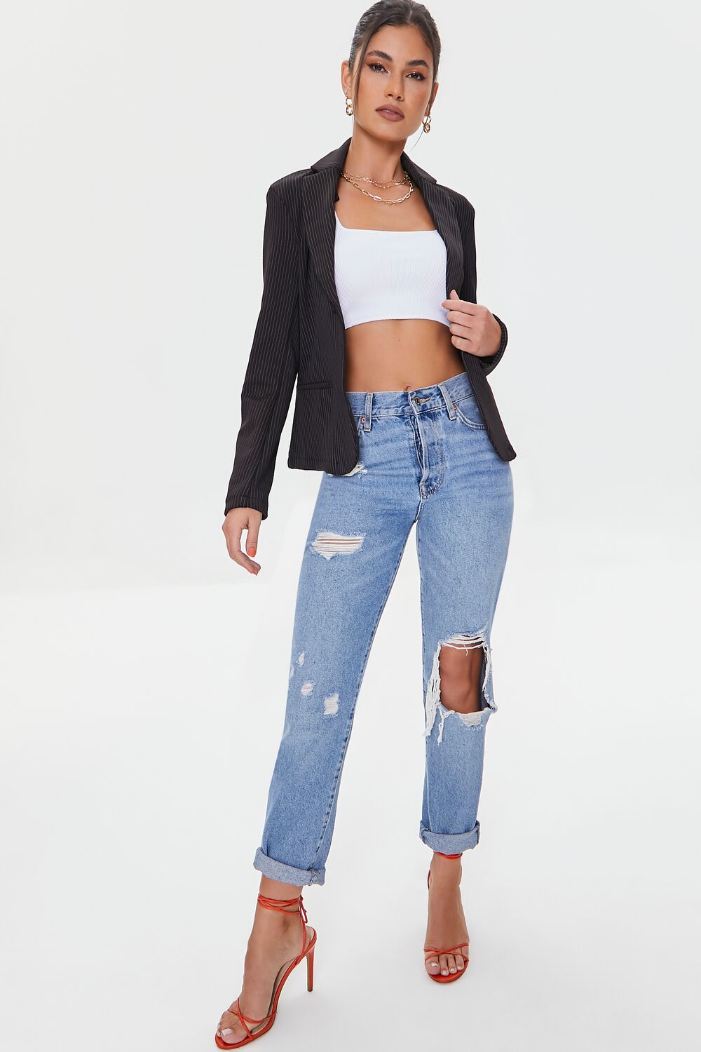 Pinstriped Button-Front Blazer | Forever 21 Women