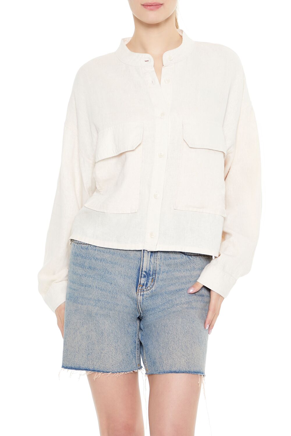 Mock-Neck Cargo Shacket | Forever 21 Women