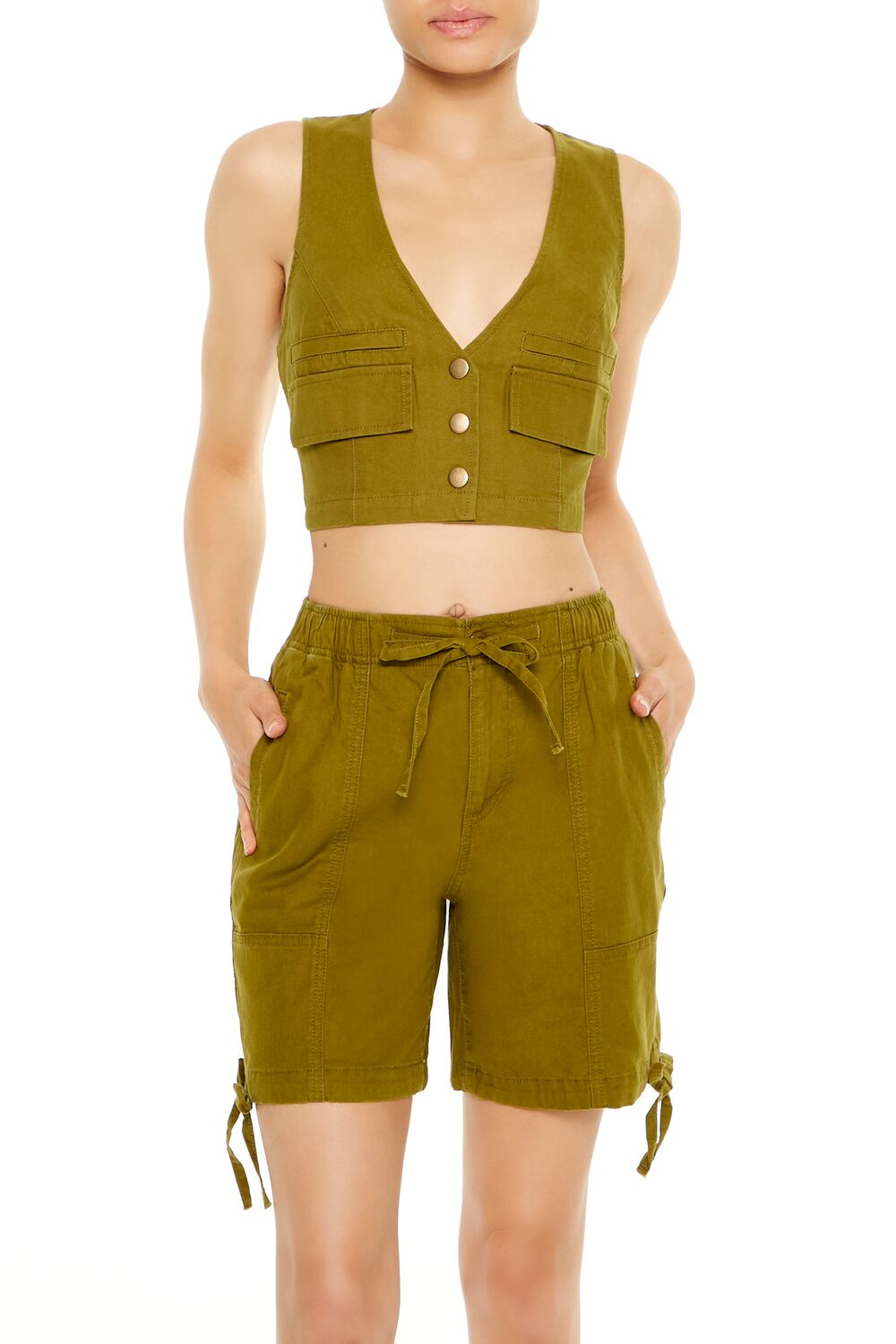 Cropped Twill Cargo Vest | Forever 21 Women