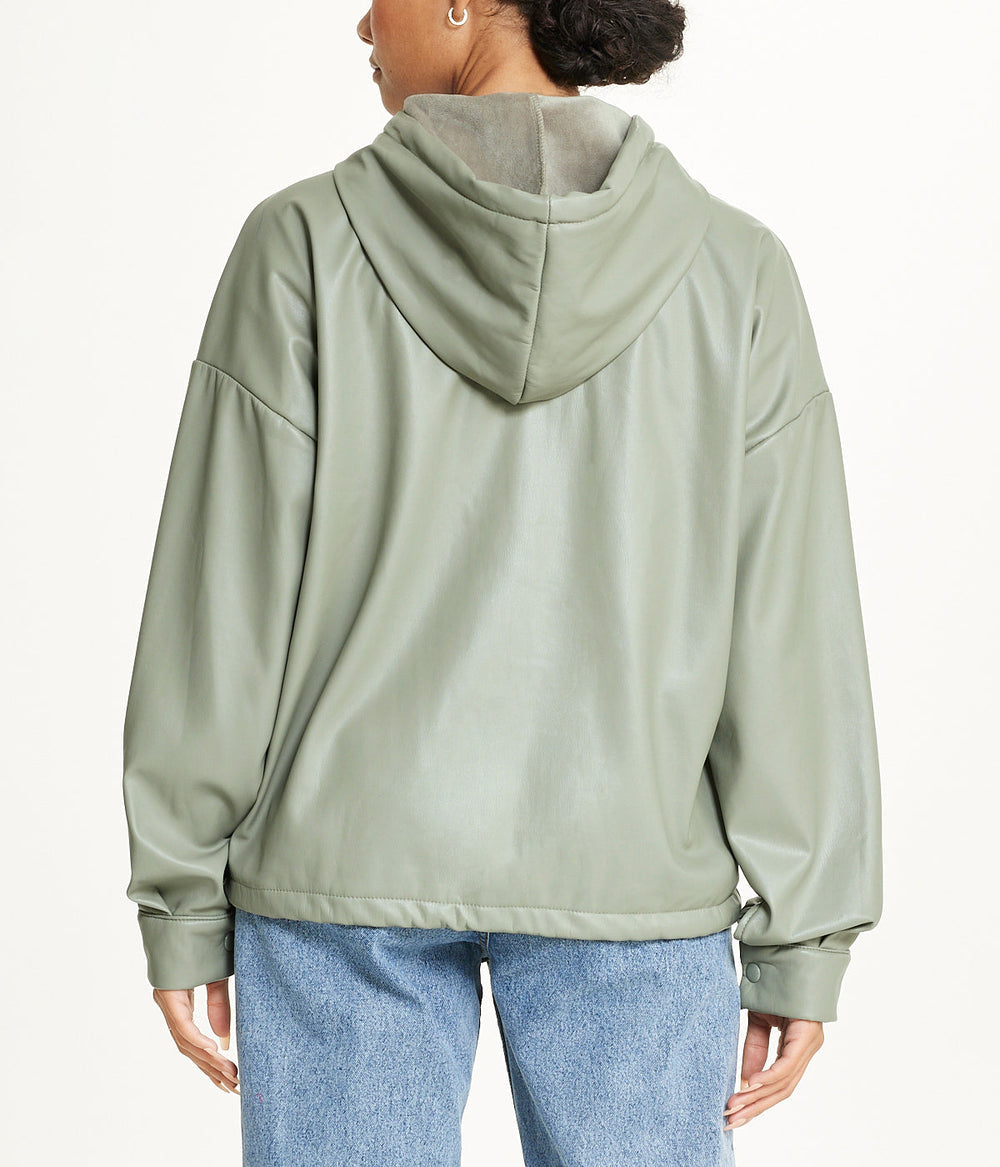 Vegan Leather Button Front Jacket | Forever 21 Women