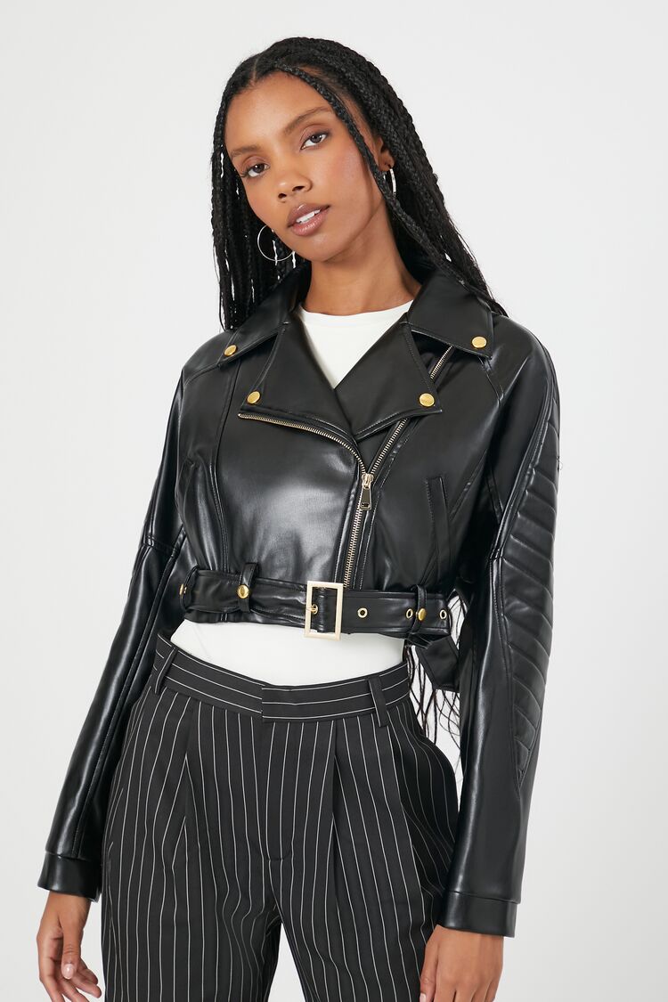 Cropped Faux Leather Moto Jacket | Forever 21 Women