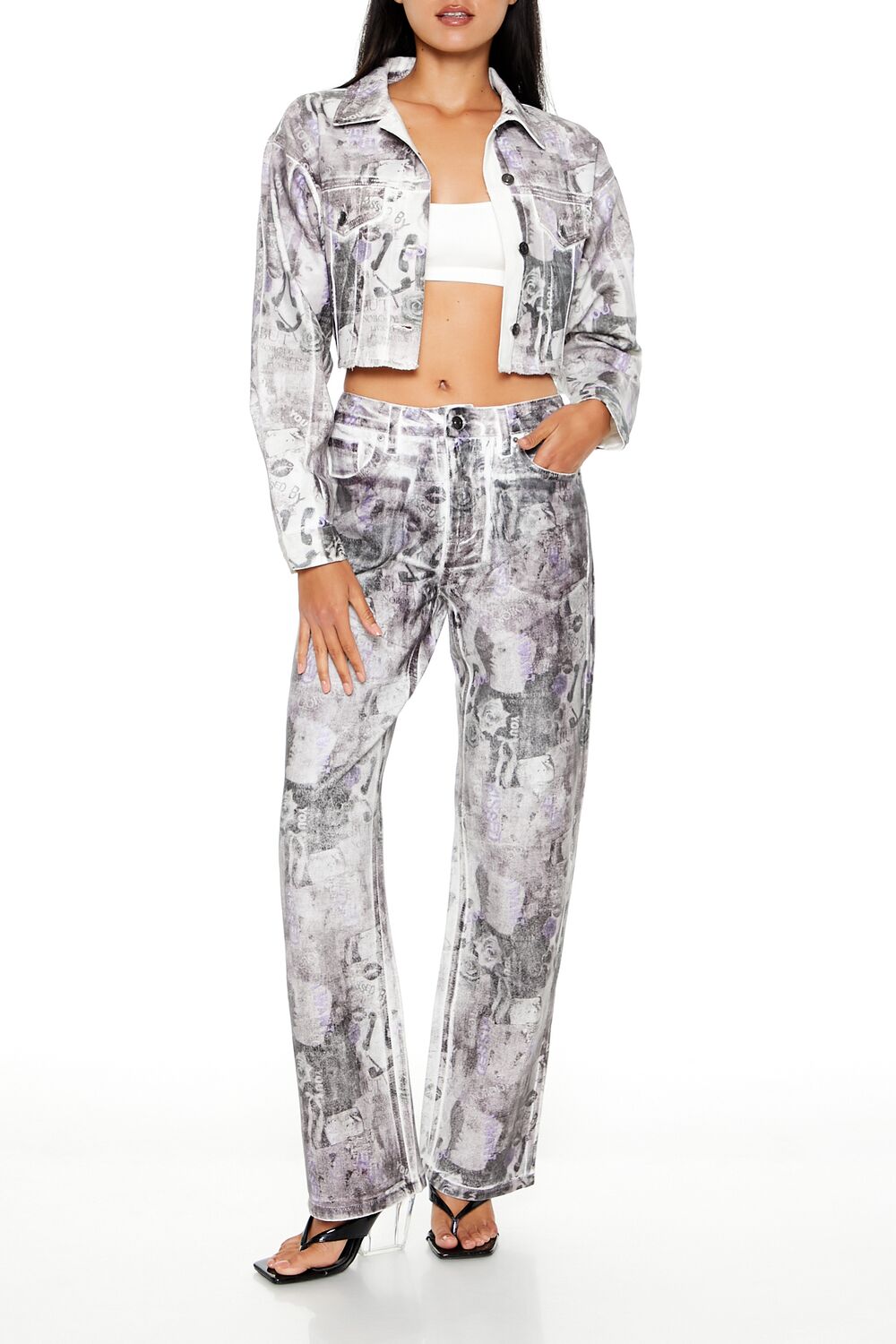 Abstract Print Trucker Jacket | Forever 21 Women