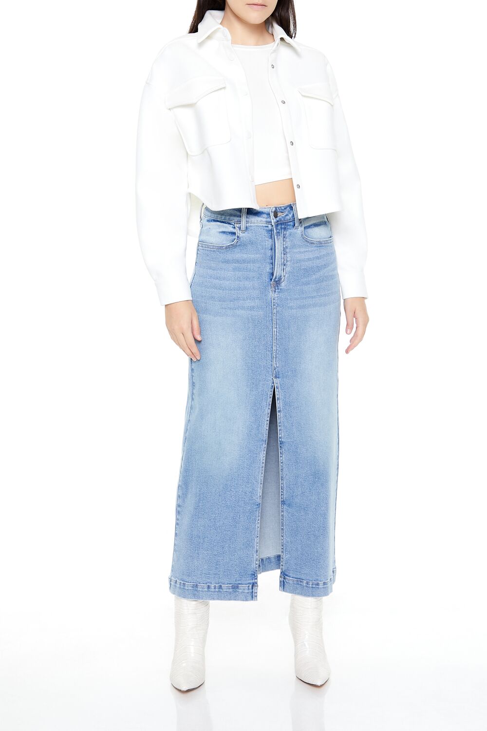 Boxy Cropped Shacket | Forever 21 Women