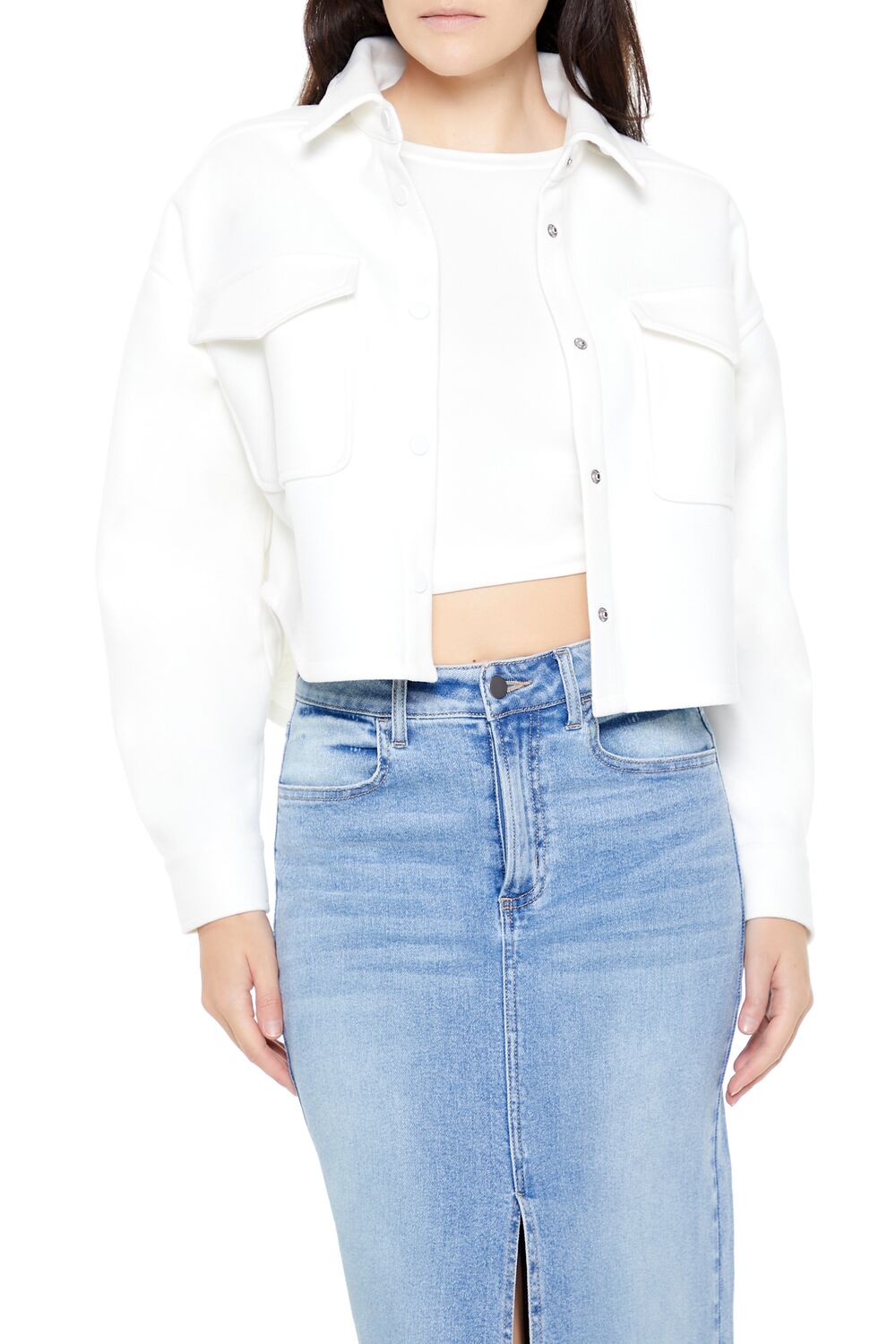 Boxy Cropped Shacket | Forever 21 Women