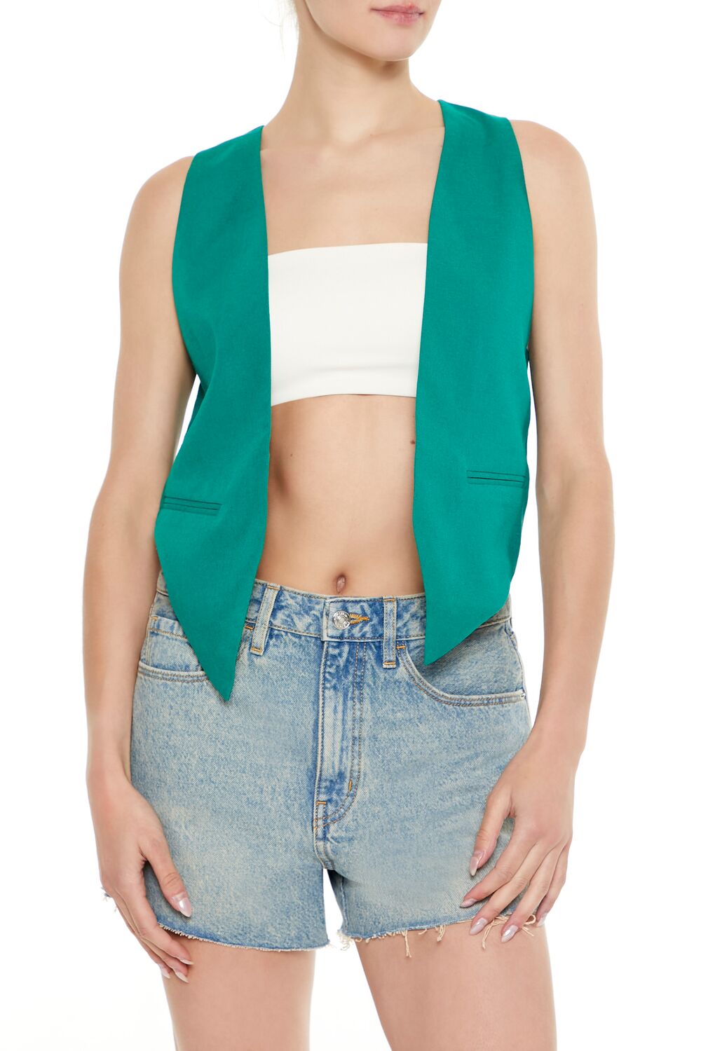 Open-Front Pointed-Hem Vest | Forever 21 Women