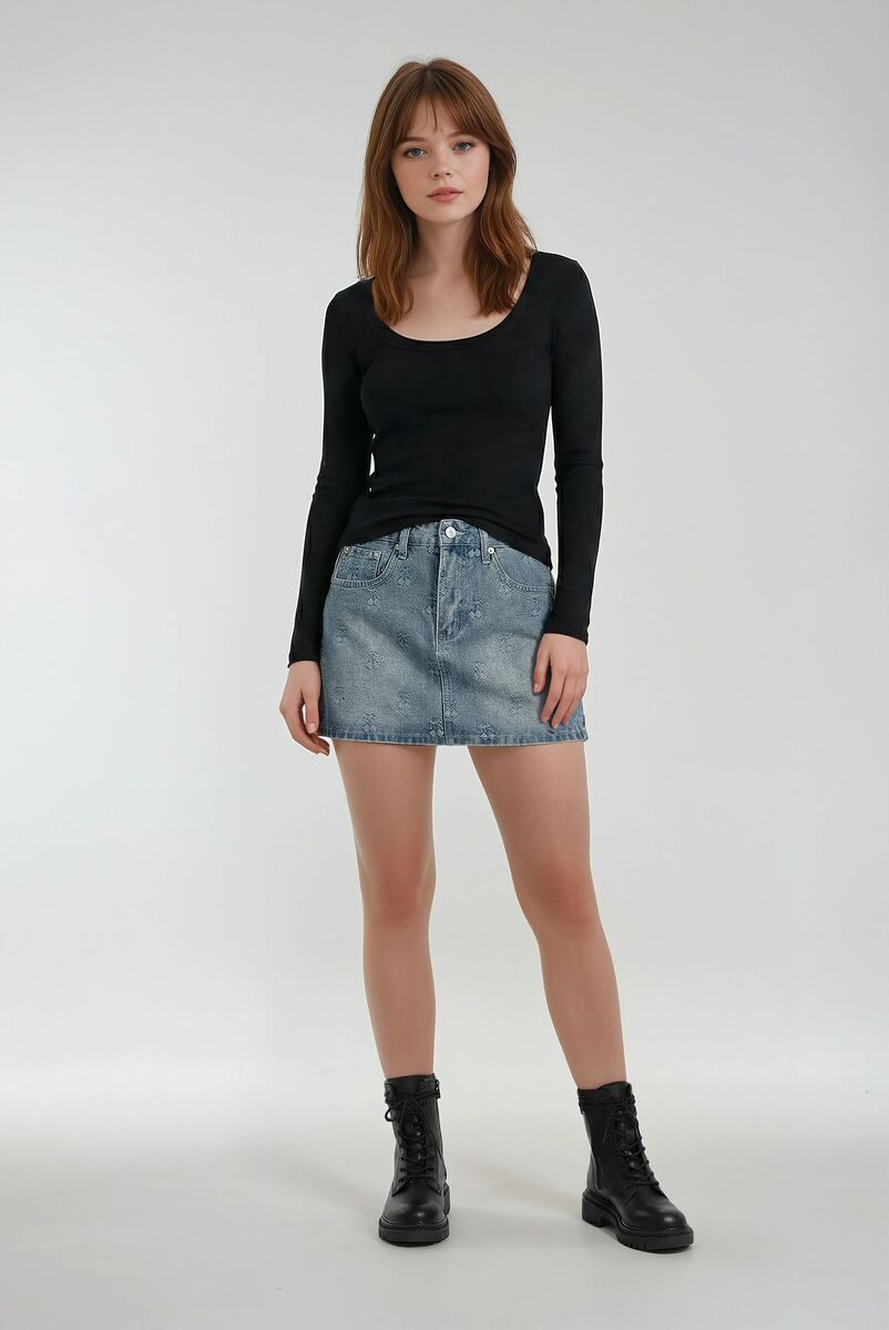 Cherry Embroidered Denim Mini Skirt | Forever 21 Women