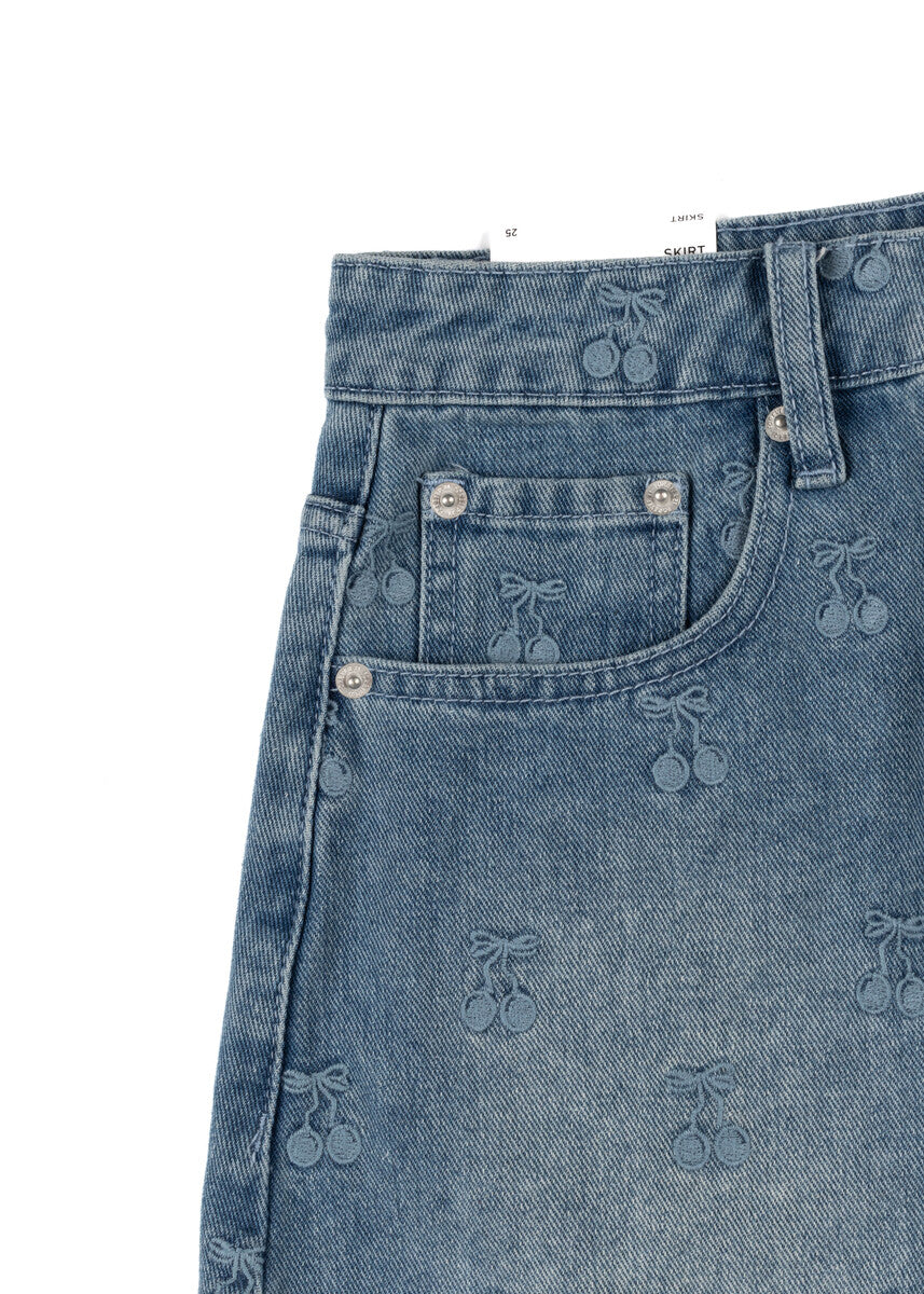 Cherry Embroidered Denim Mini Skirt | Forever 21 Women