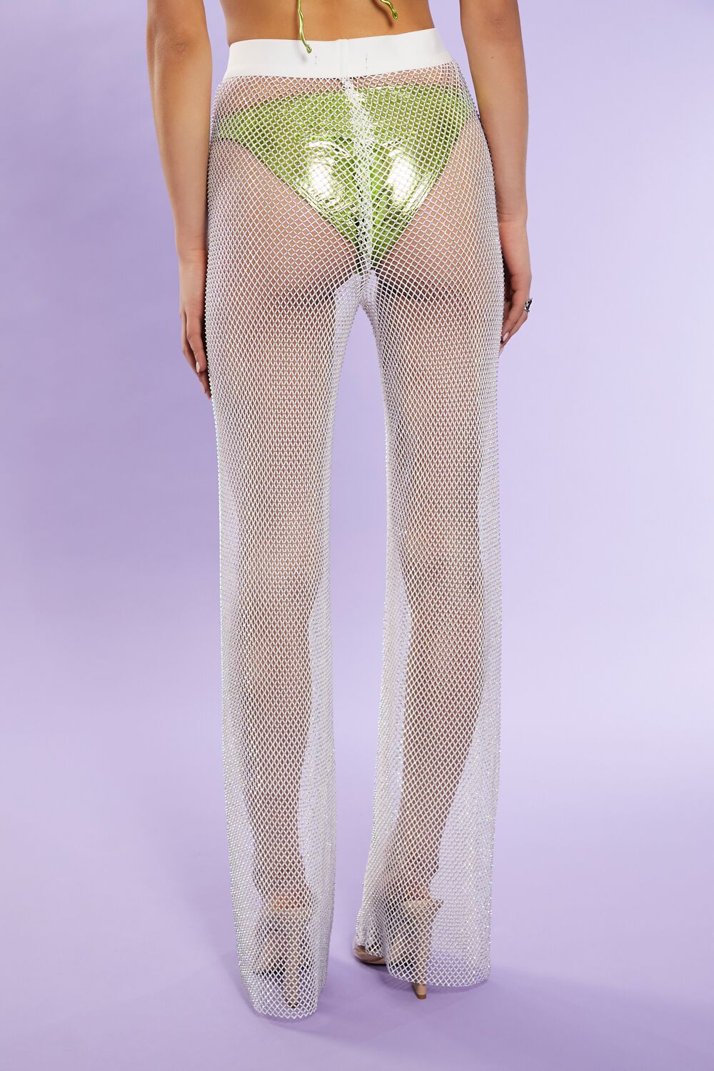 Rhinestone Netted Wide-Leg Pants | Forever 21 Women