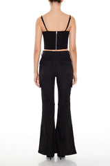 Metallic Sequin Flare Cargo Jeans | Forever 21 Women