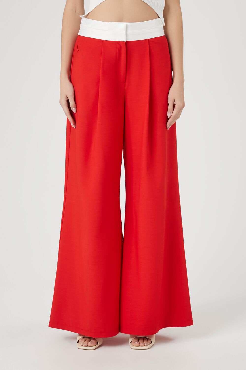 Contrast Wide-Leg Trousers | Forever 21 Women