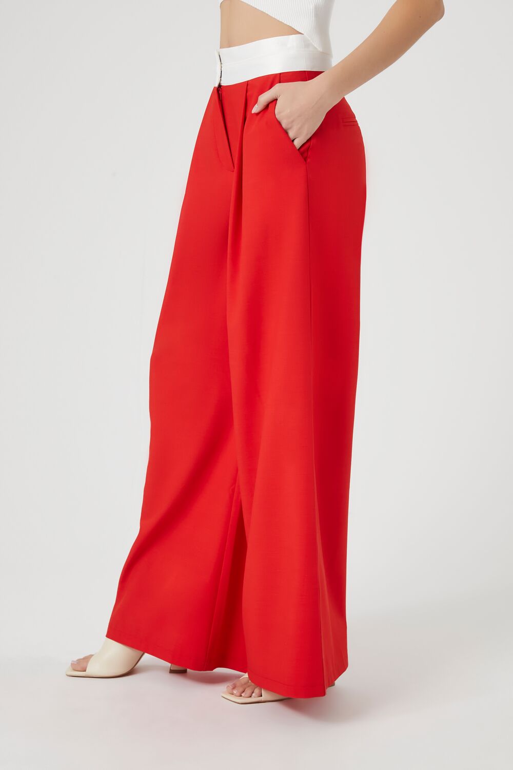 Contrast Wide-Leg Trousers | Forever 21 Women