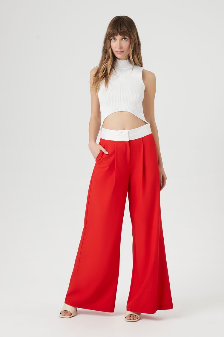 Contrast Wide-Leg Trousers | Forever 21 Women