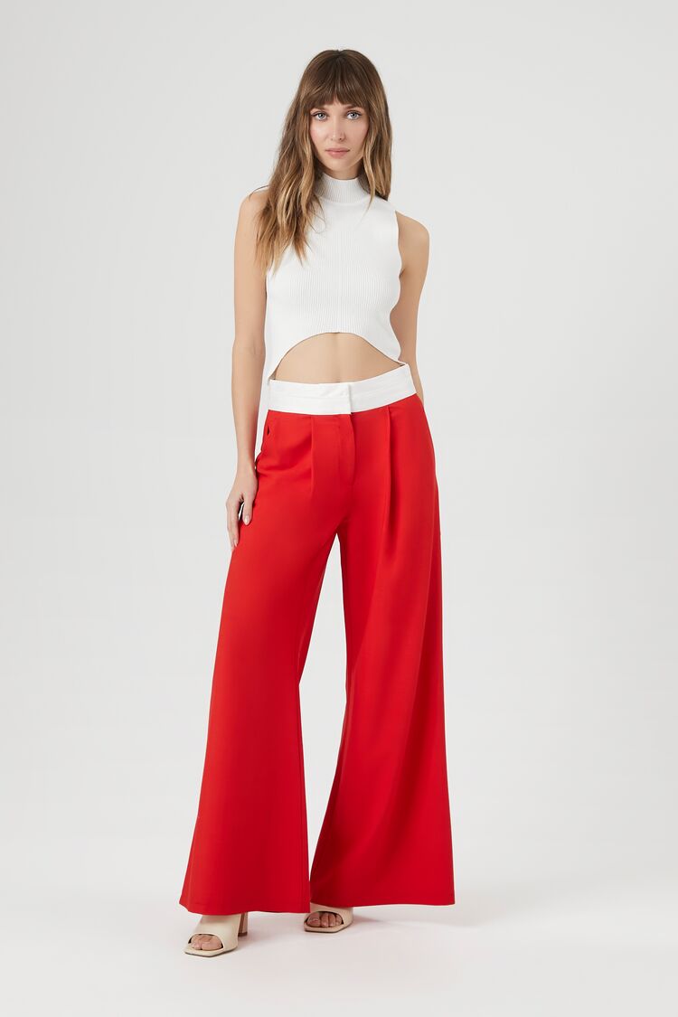 Contrast Wide-Leg Trousers | Forever 21 Women