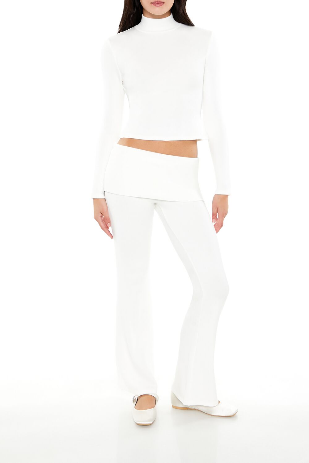 Mid-Rise Foldover Flare Pants | Forever 21 Women