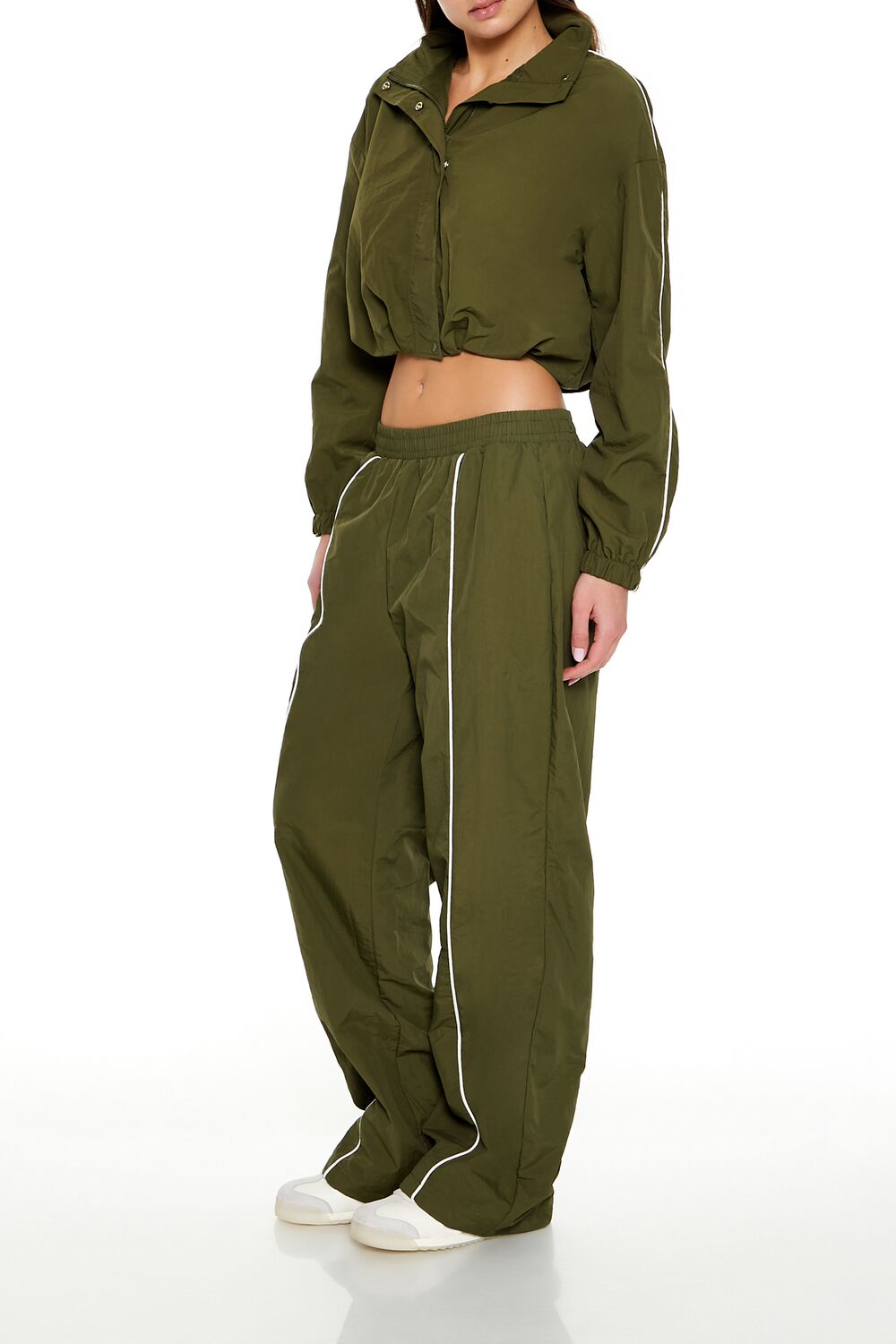 Active Piped-Trim Windbreaker Pants | Forever 21 Women