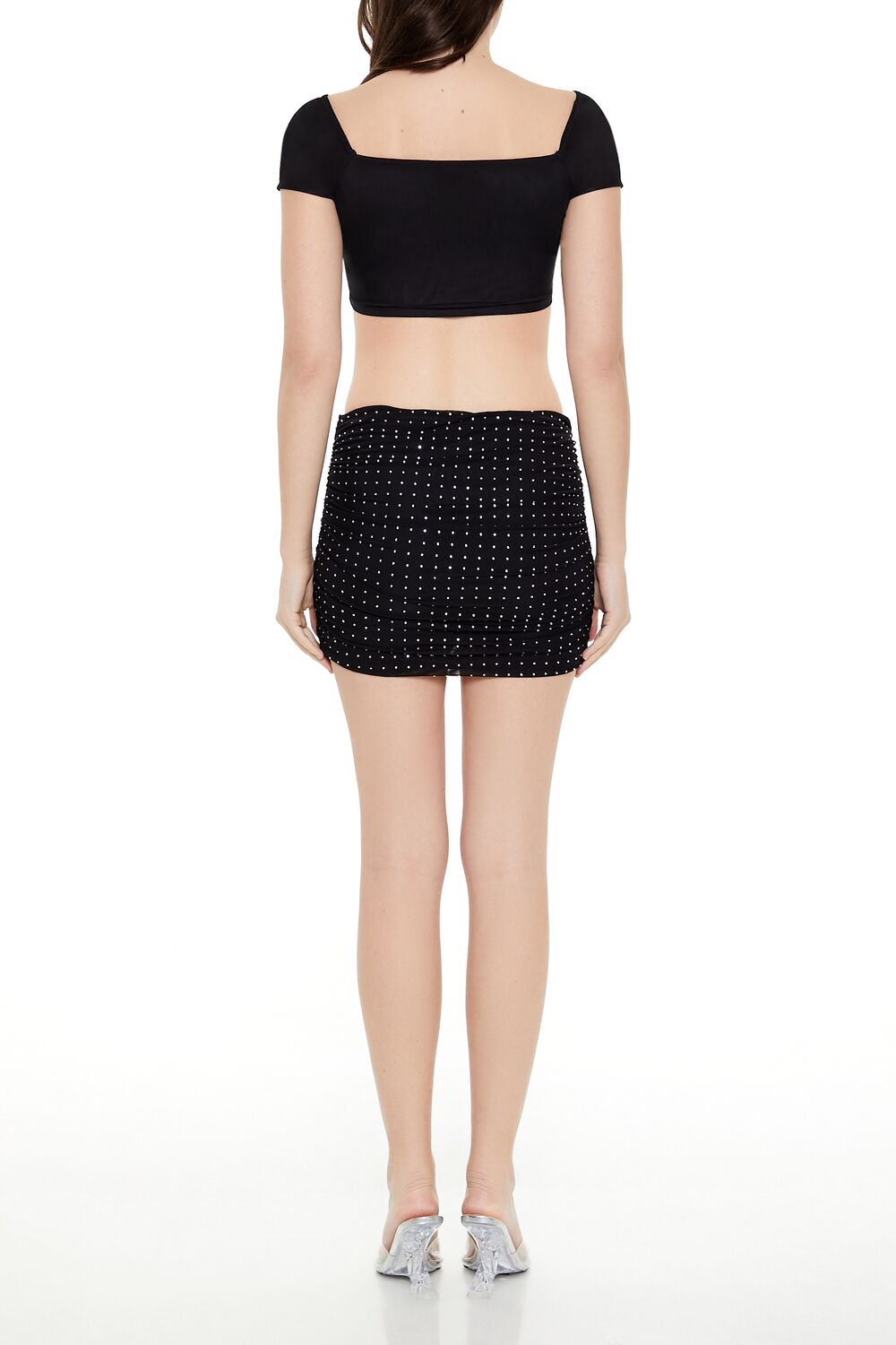 Ruched Rhinestone Mini Skirt | Forever 21 Women