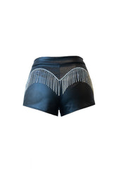 Rhinestone-Fringe Faux Leather Shorts | Forever 21 Women