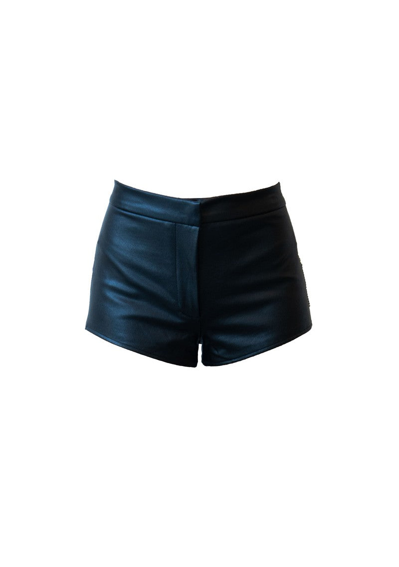 Rhinestone-Fringe Faux Leather Shorts | Forever 21 Women
