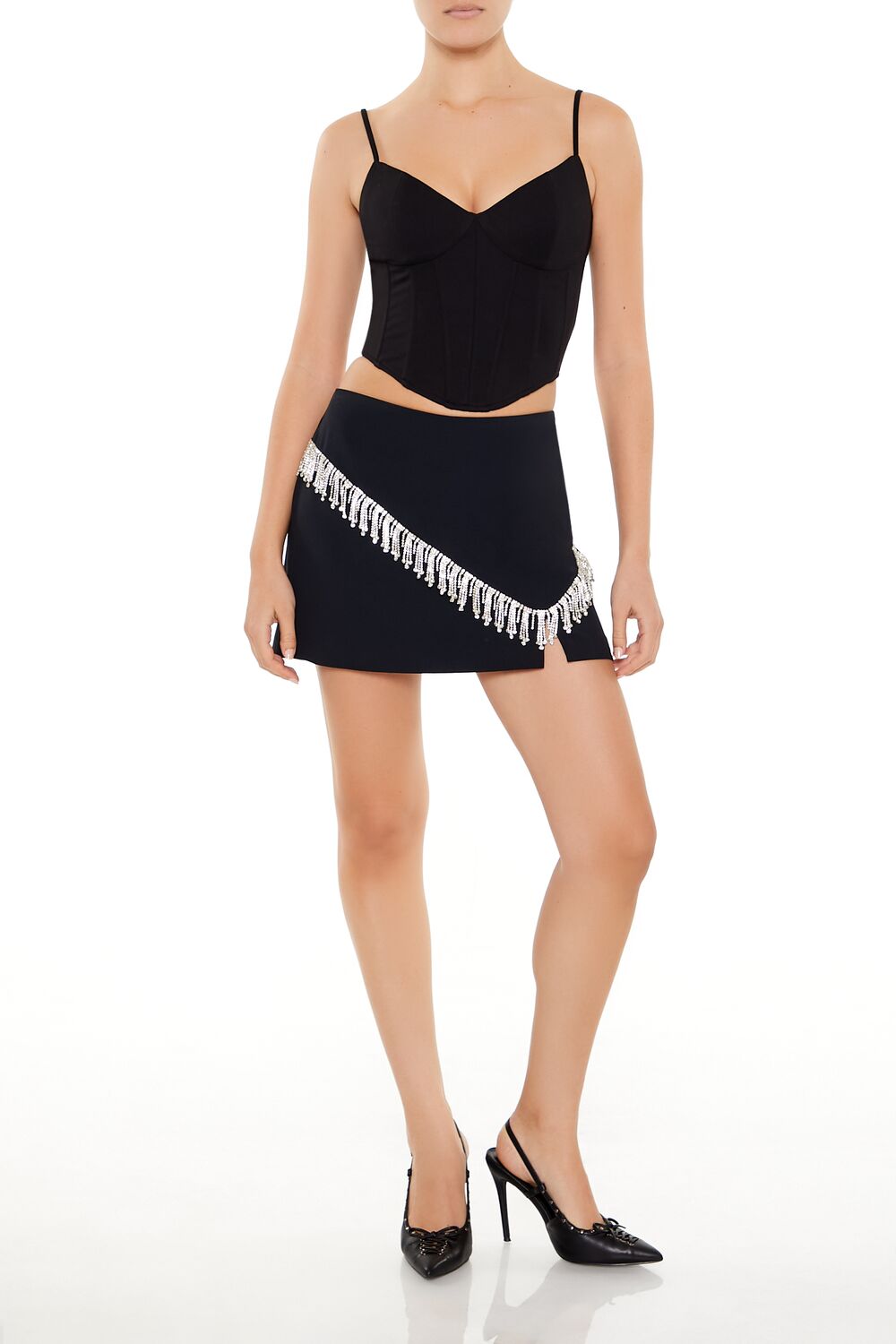 Rhinestone-Fringe Mini Skirt | Forever 21 Women