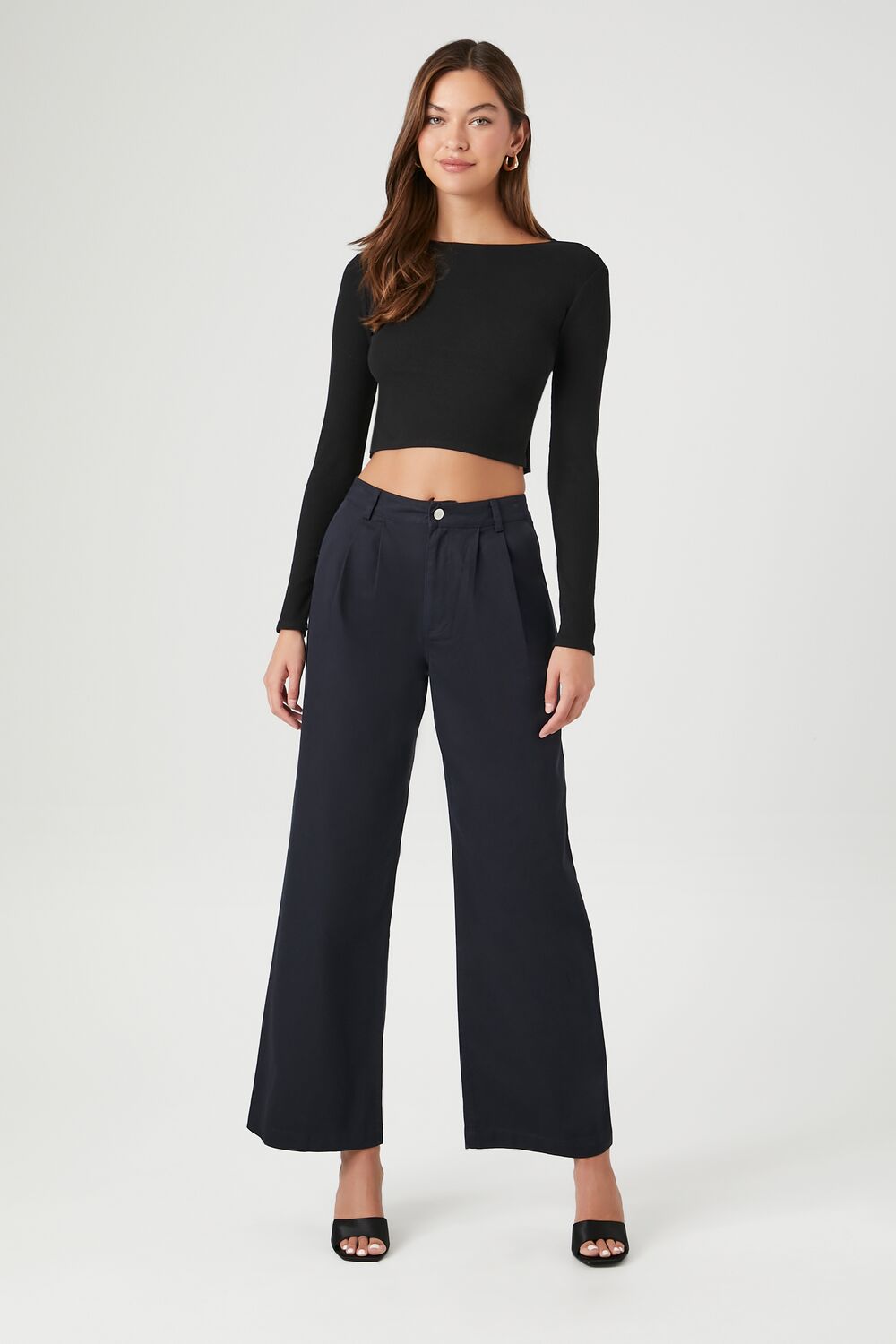 High-Rise Wide Leg Trousers | Forever 21 Women