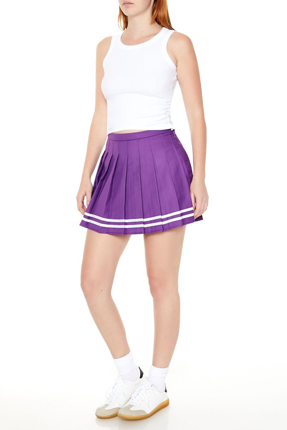 Varsity-Striped Pleated Mini Skirt | Forever 21 Women