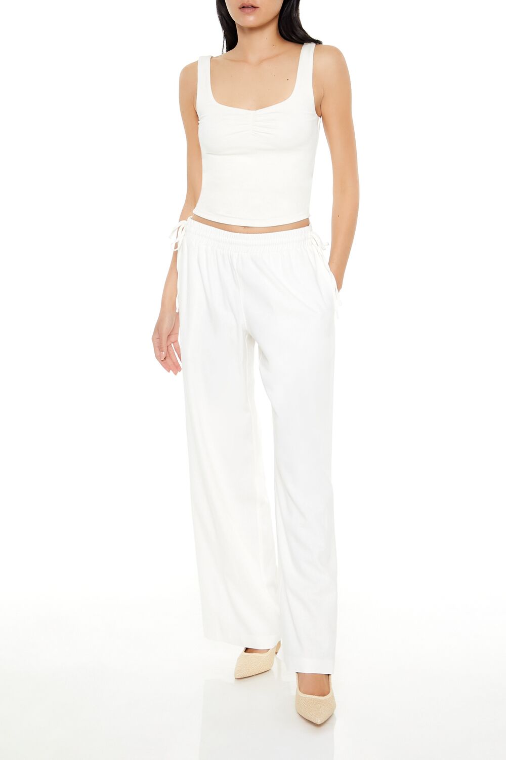 Shirred Tie-Waist Wide-Leg Pants | Forever 21 Women
