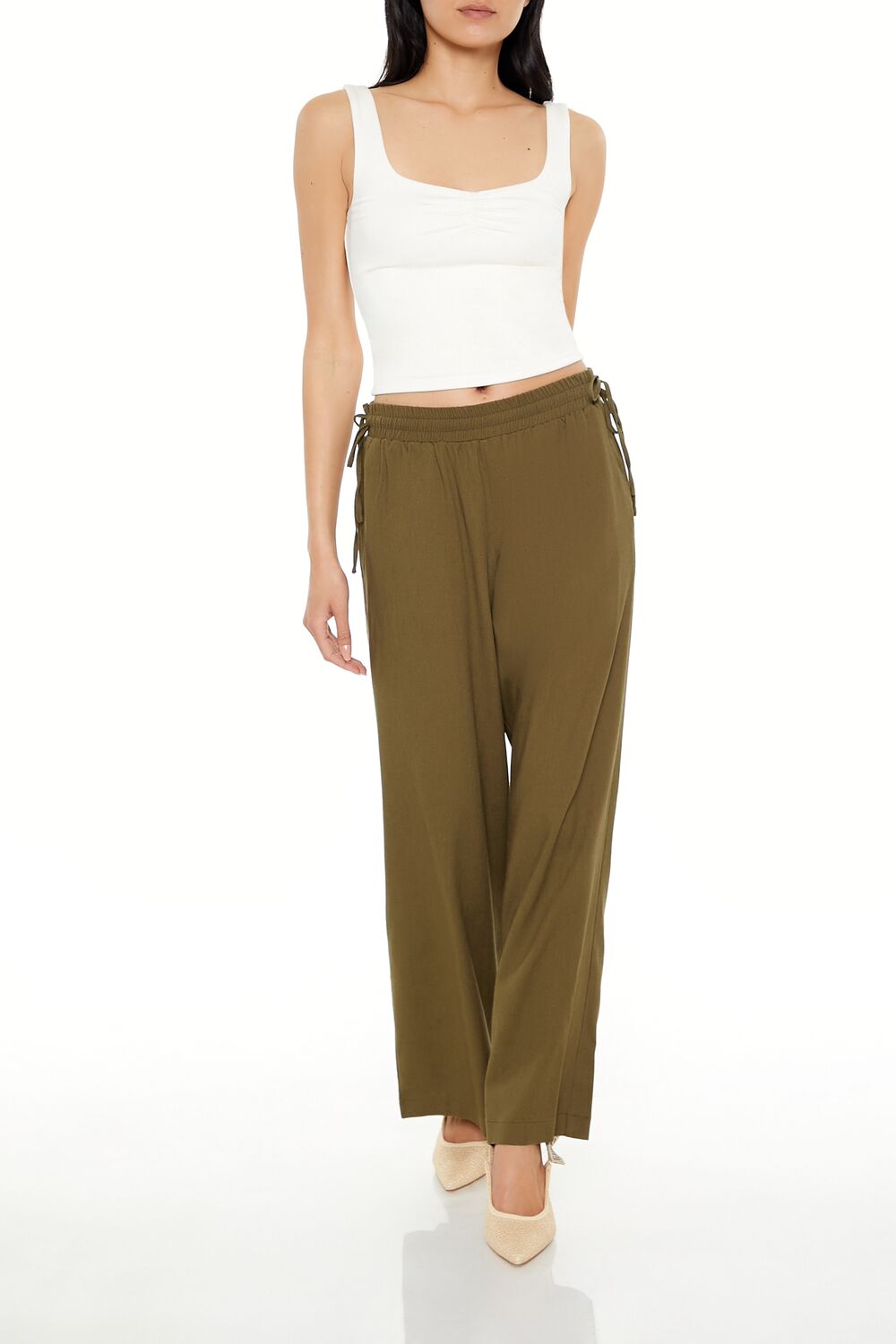 Shirred Tie-Waist Wide-Leg Pants | Forever 21 Women