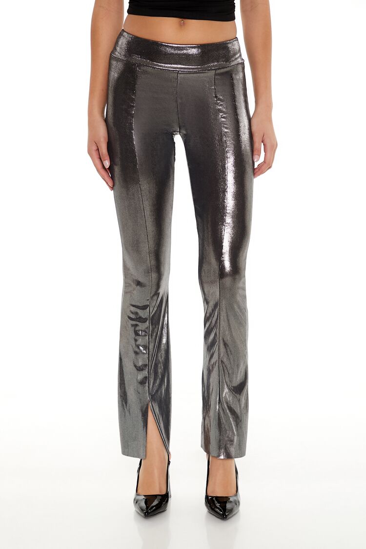 Metallic Mid-Rise Flare Leggings | Forever 21 Women
