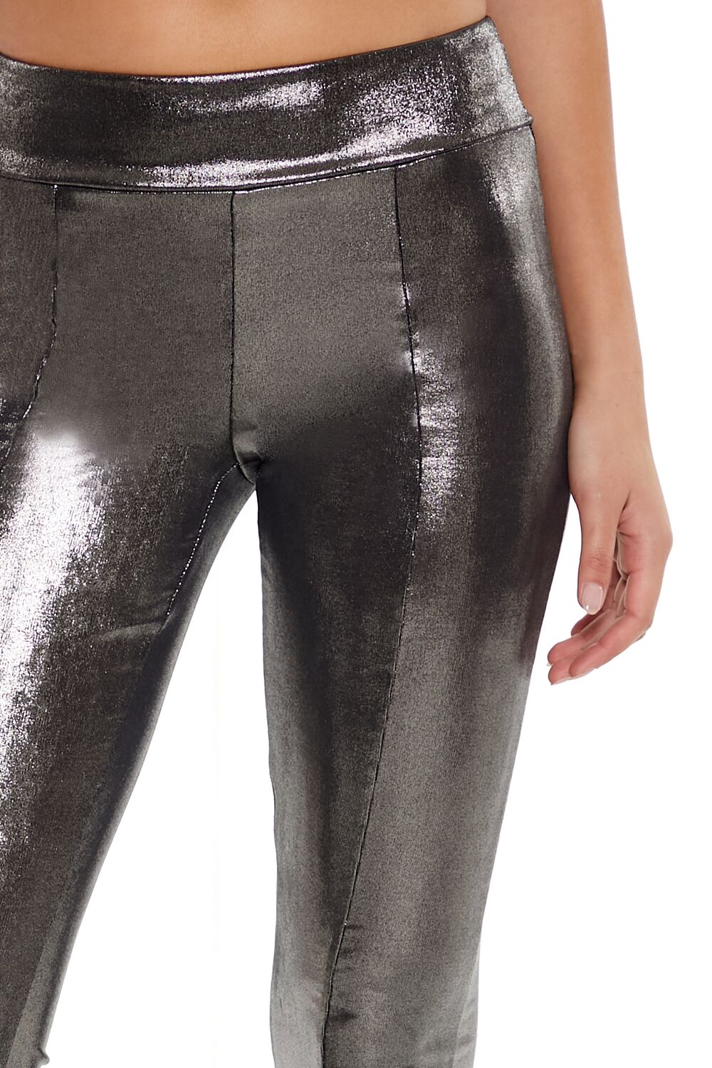 Metallic Mid-Rise Flare Leggings | Forever 21 Women