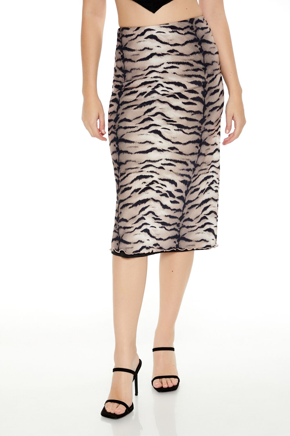 Mesh Tiger Print Midi Skirt | Forever 21 Women