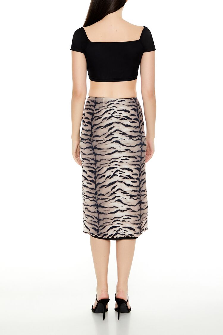 Mesh Tiger Print Midi Skirt | Forever 21 Women