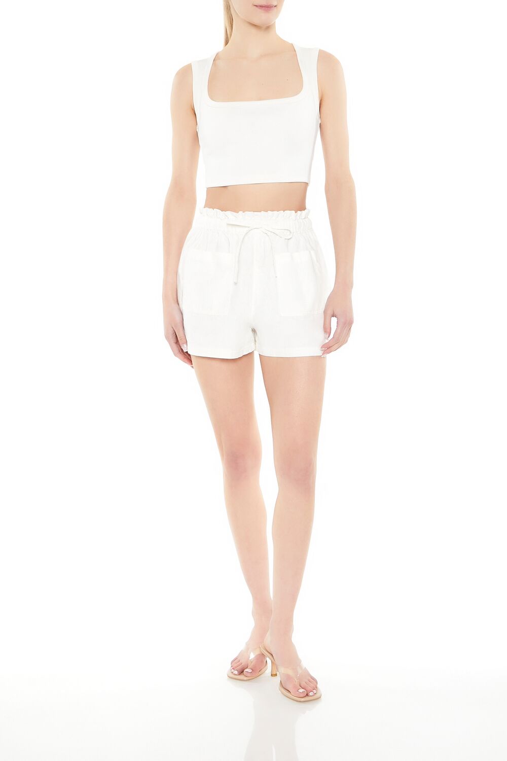 Linen-Blend Paperbag Shorts | Forever 21 Women