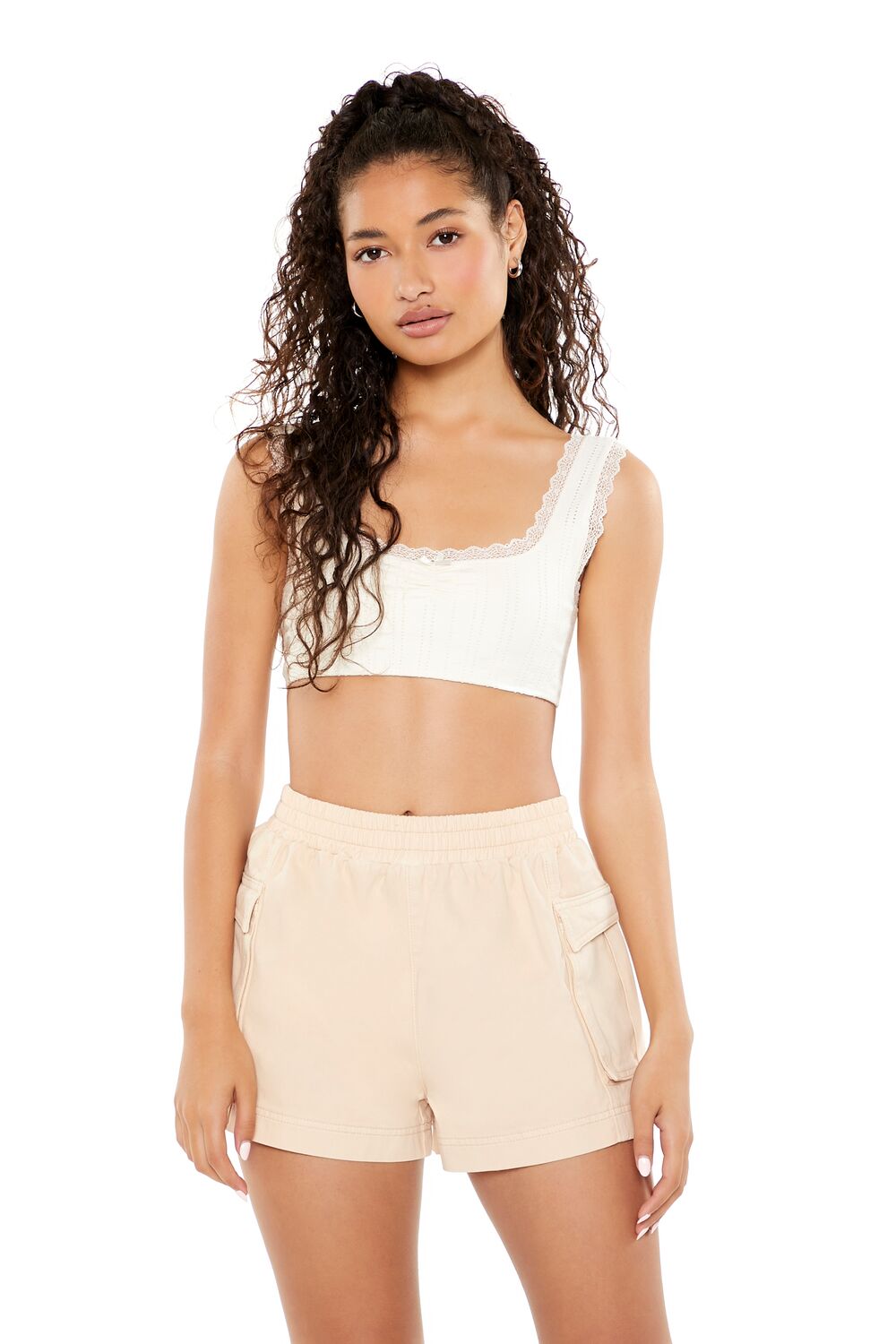 Twill High-Rise Cargo Shorts | Forever 21 Women