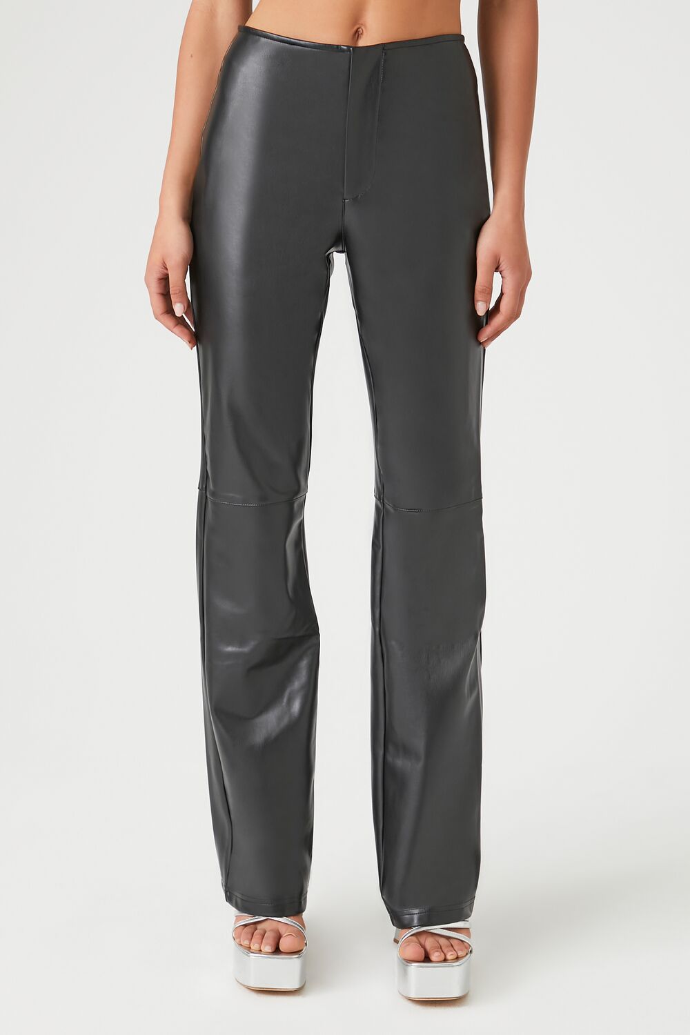Faux Leather High-Rise Flare Pants | Forever 21 Women