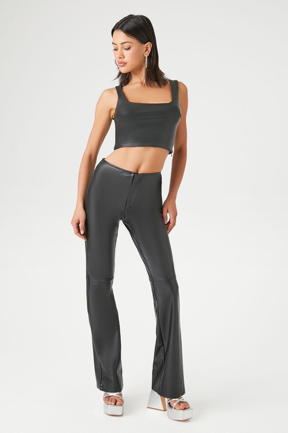 Faux Leather High-Rise Flare Pants | Forever 21 Women