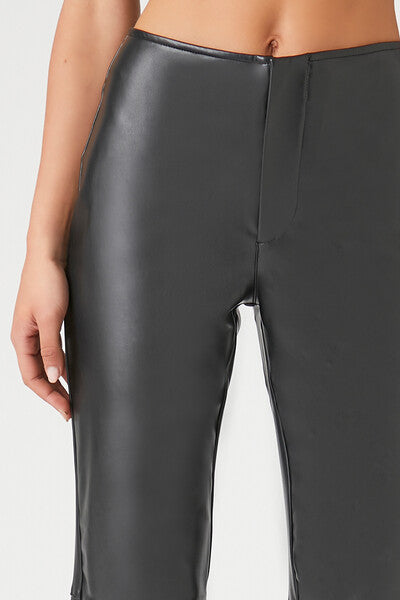 Faux Leather High-Rise Flare Pants | Forever 21 Women