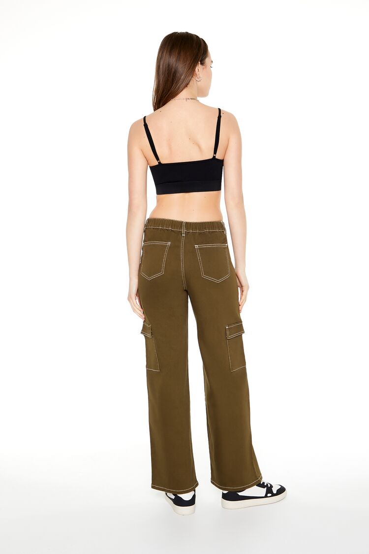 Twill Contrast-Trim Cargo Pants | Forever 21 Women