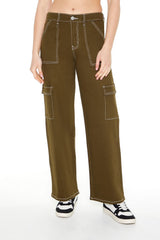 Twill Contrast-Trim Cargo Pants | Forever 21 Women